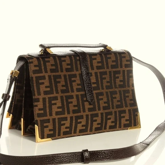 Fendi Bag Zucca Vitello Classic No. 1 Satchel Tobacco Moro Crossbody Top handle - Picture 4 of 17